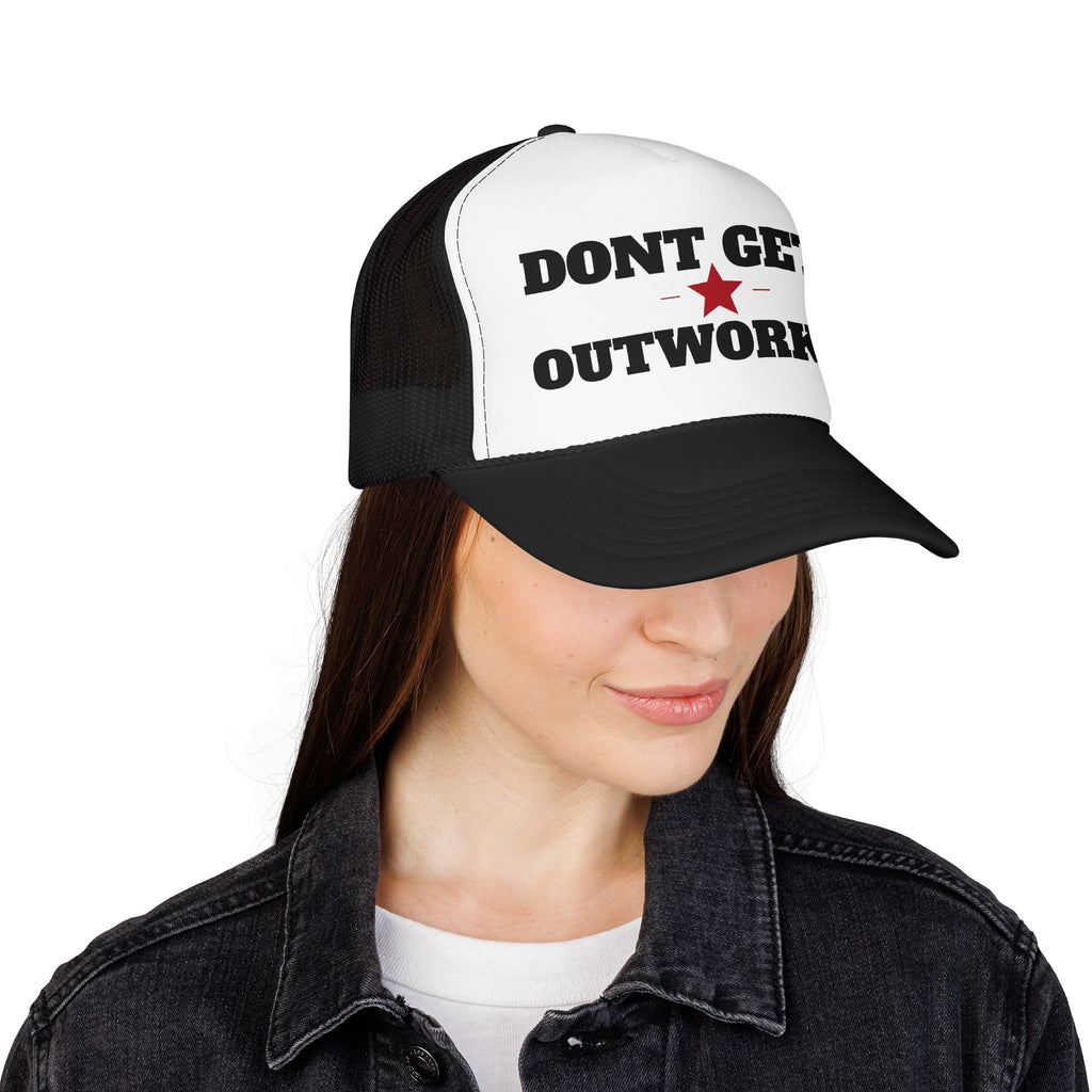 Dont Get Outworked Trucker Hat | Motivational Retro Star Mesh Cap