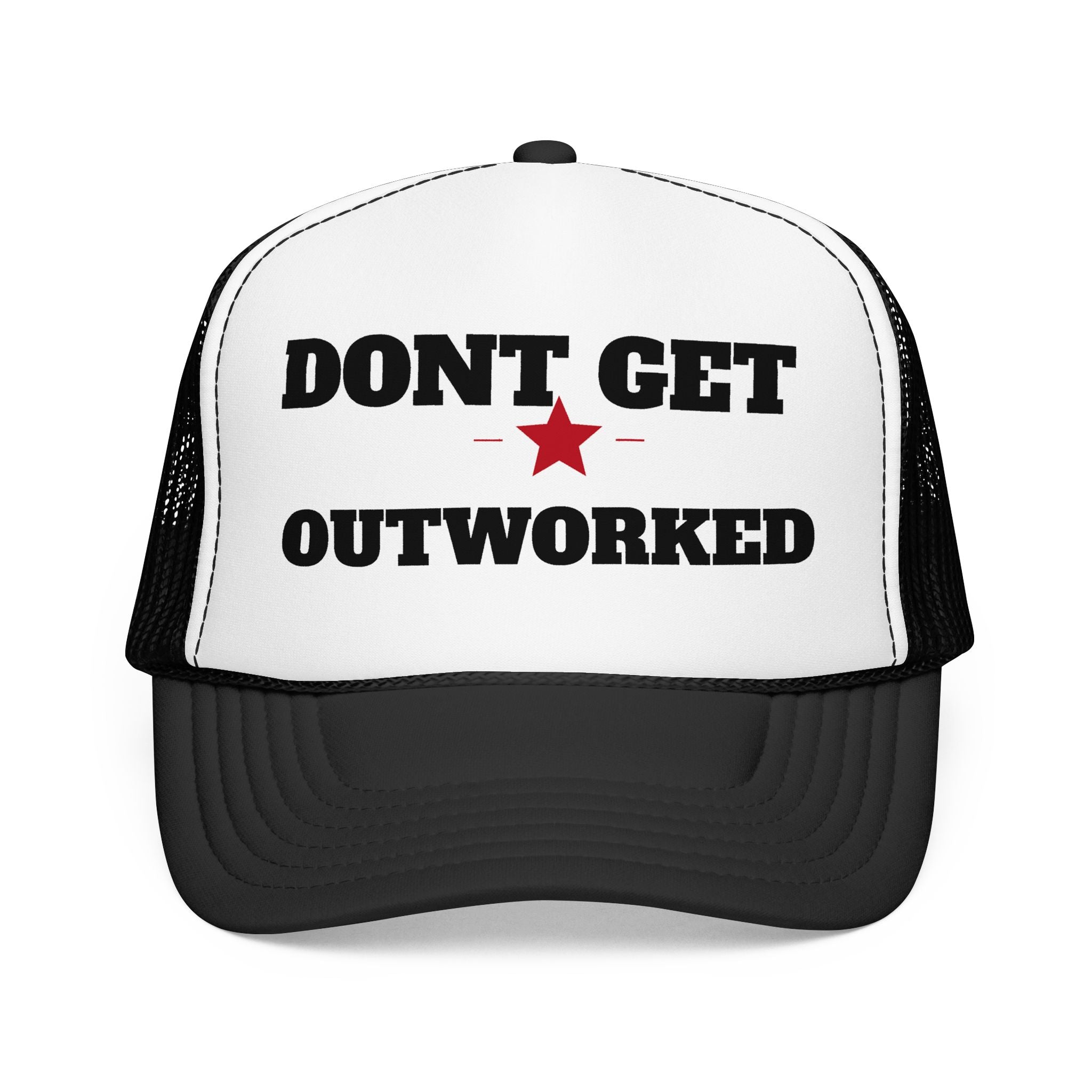 Dont Get Outworked Trucker Hat | Motivational Retro Star Mesh Cap